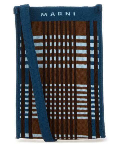 Marni Man Embroidered Fabric Crossbody Bag