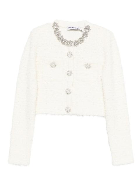 self-portrait Cream Textured Knit Cardigan
