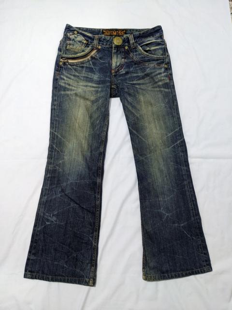 Other Designers If Six Was Nine - Riobera Studded Zipper Flare Denim Wash Low Rise Jeans