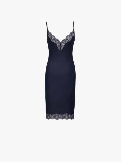SAINT LAURENT LACED SLIP DRESS IN SILK JERSEY