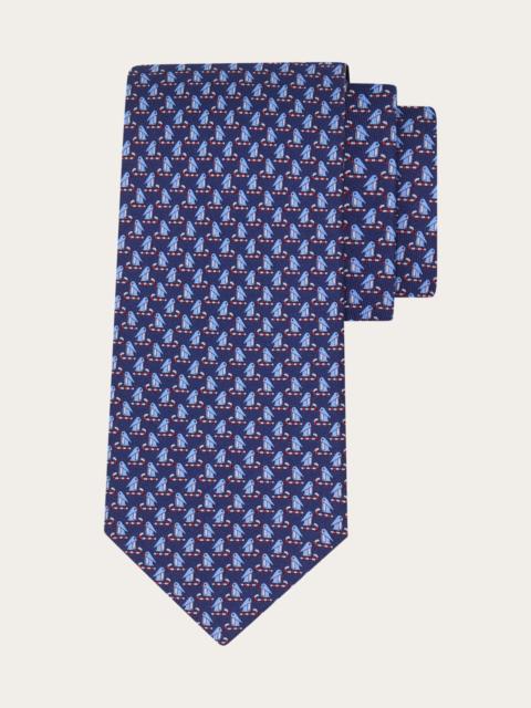 FERRAGAMO Penguin print silk tie