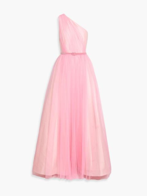Other Designers One-shoulder gathered tulle and satin-crepe gown