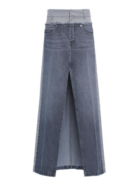 Stella McCartney Trouser-Waist Denim Maxi Skirt grey