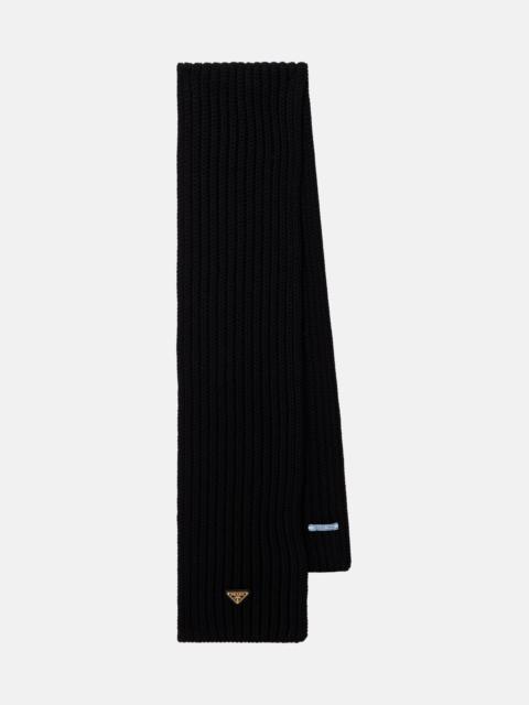 Prada Ribbed-knit virgin wool scarf