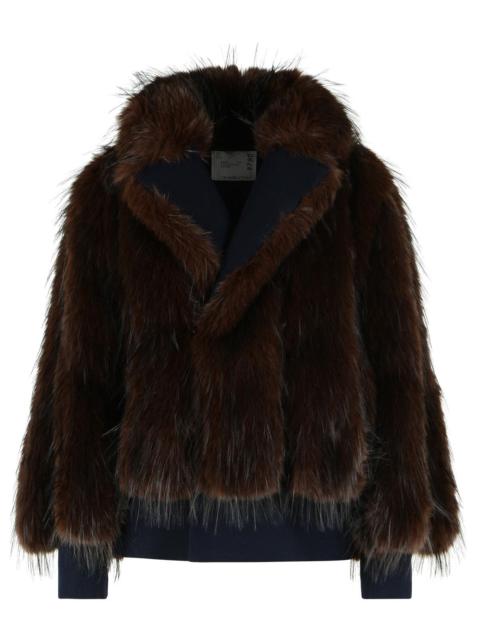 sacai Sacai Faux Fur Coat Brown Women