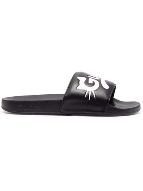 GUCCI Gucci Kitty Logo Slides Black (Women's)