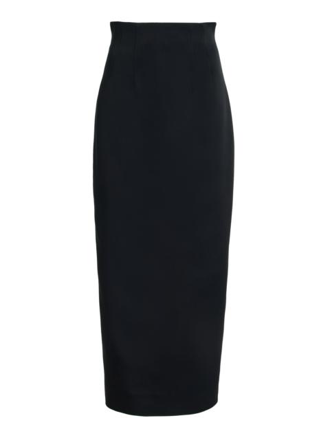 KHAITE Loxley Crepe-Satin Maxi Skirt black