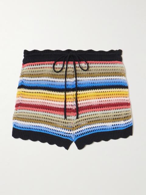 ALIX OF BOHEMIA Shea Striped Crocheted Cotton Shorts