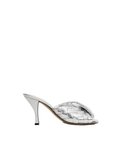 Bottega Veneta BOTTEGA VENETA Blink $1300 Silver High Heel Mules New & Auth