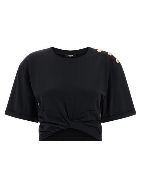 Balmain Balmain Women Knotted Crop T-Shirt