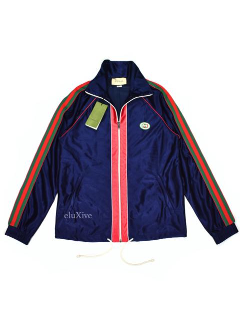 GUCCI Navy Web Stripe Technical Jersey Track Jacket