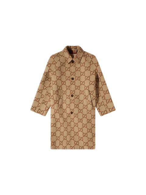 GUCCI Gucci Jumbo GG Canvas Wool Car Coat Camel