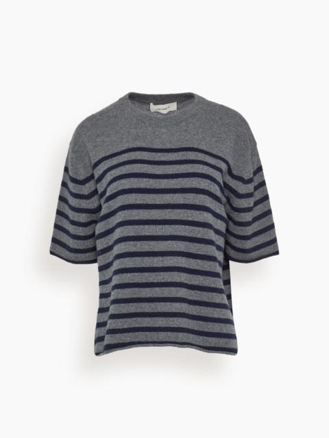 LISA YANG Cila Stripes T-Shirt in Graphite/Navy Stripes