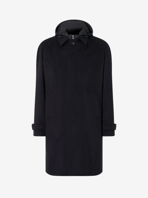 CORNELIANI Blue pure virgin wool coat with detachable vest