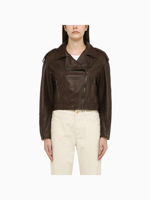 Brunello Cucinelli Dark Brown Leather Jacket