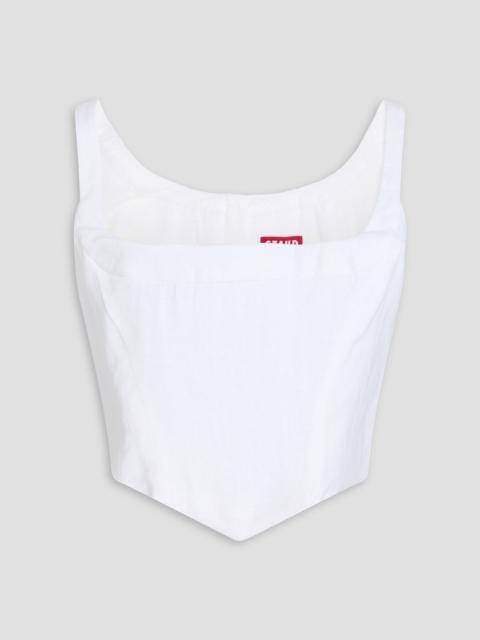 STAUD Vaga cropped linen bustier top
