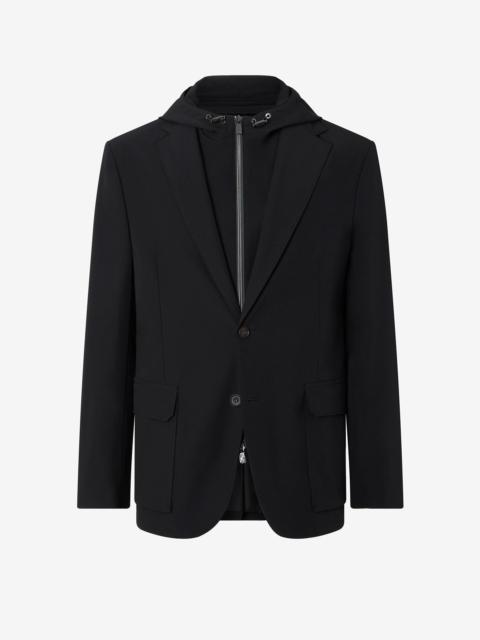 CORNELIANI Black bistretch techno poplin jacket with detachable vest