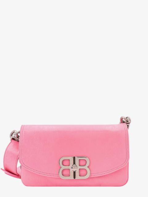 BALENCIAGA Leather Shoulder Bag With Metal Monogram