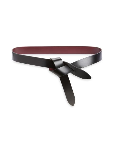 Isabel Marant Isabel Marant Lecce Knotted Reversible Leather Belt in Burgundy/Black at Nordstrom