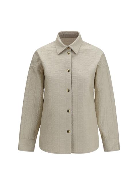 Moncler Moncler Quilted Chain Motif Padded Shirt Jacket Pastel Brown