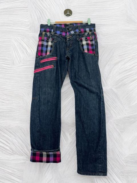 Other Designers Japanese Brand - BREATH MINT DOUBLE WAIST TARTAN PLAID DENIM PANTS