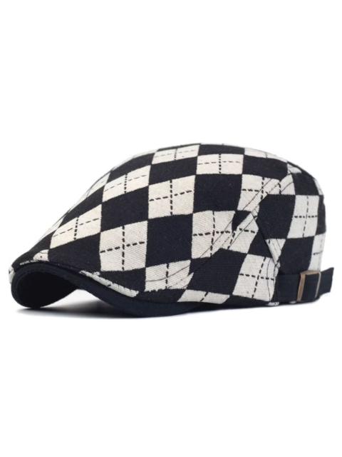 Other Designers Archival Clothing - Retro lattice newsboy Black and White Hat