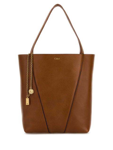 Chloé Chloe Women Caramel Leather Spin Shopping Bag