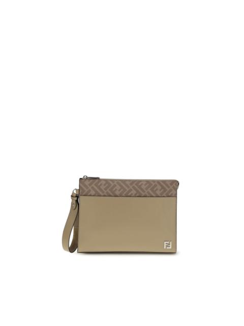 FENDI Fendi Leather And Ff Canvas Clutch