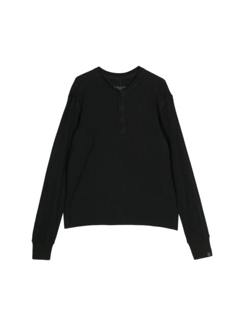 button-placket long-sleeve T-shirt