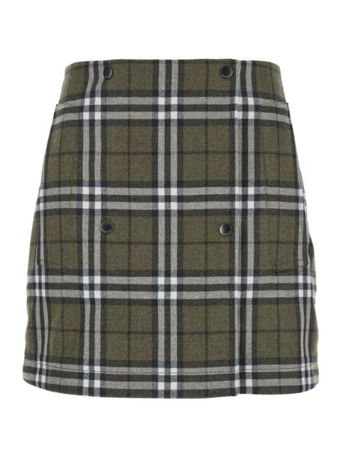 Burberry Burberry Women Green Skirt With All-Over Check Motif And Side Pockets In Virgin Wool Woman