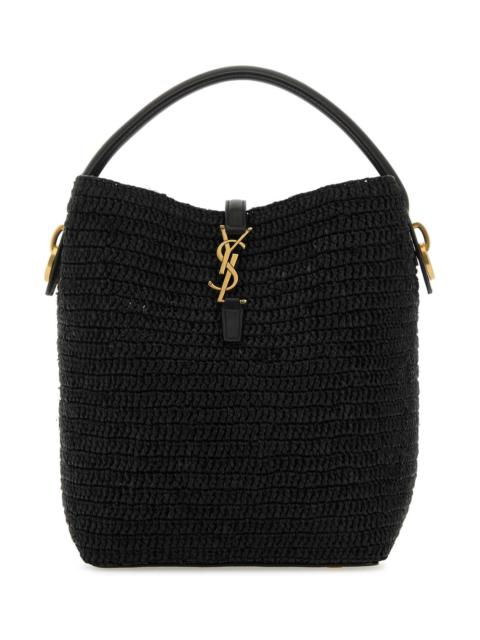 SAINT LAURENT Saint Laurent Women Black Raffia Le 37 Bucket Bag