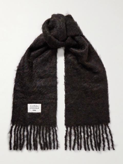 Acne Studios Appliquéd Fringed Brushed Mohair-blend Scarf