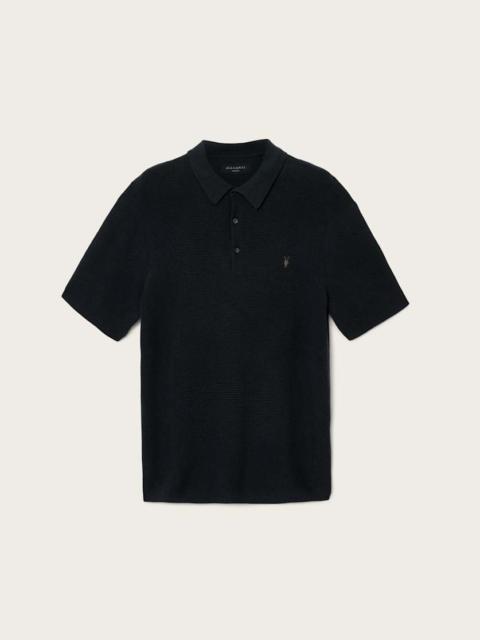 ALLSAINTS ASPEN WAFFLE TEXTURE RAMSKULL POLO SHIRT