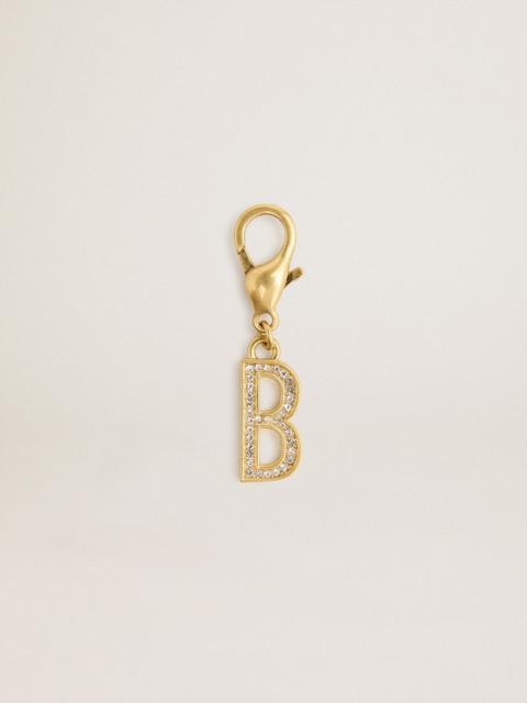 Golden Goose Letter B charm in gold-colored brass with crystals