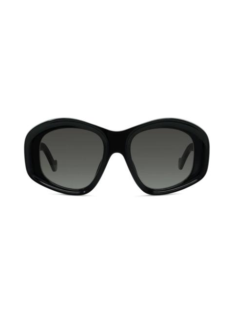 Loewe Loewe Anagram 51mm Geometric Sunglasses in Shiny Black /Gradient Smoke at Nordstrom