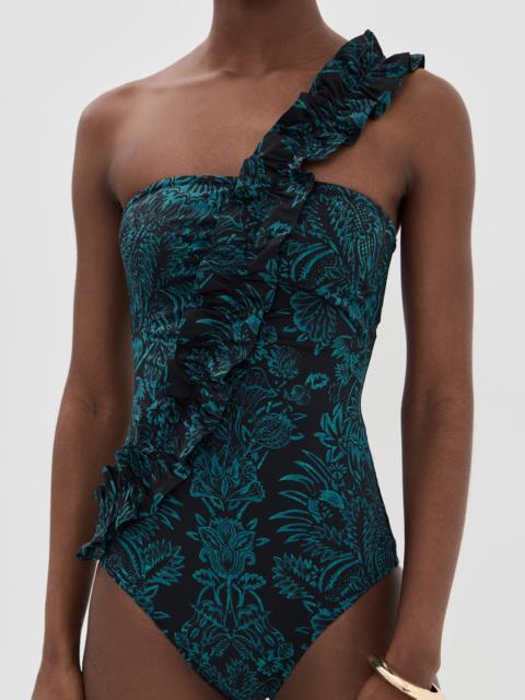 ULLA JOHNSON Capri One Shoulder Maillot Swimsuit