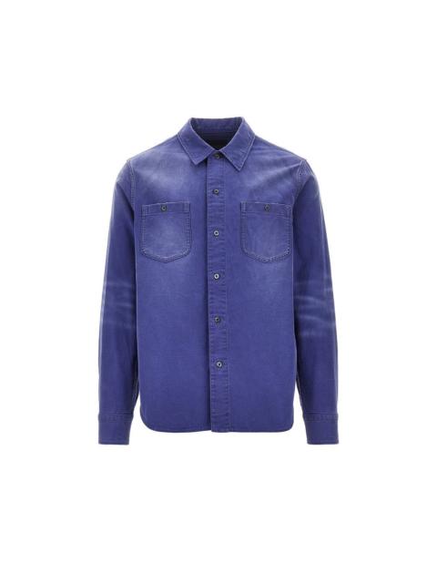 Prada Prada Old-effect Cotton Twill Overshirt Blue