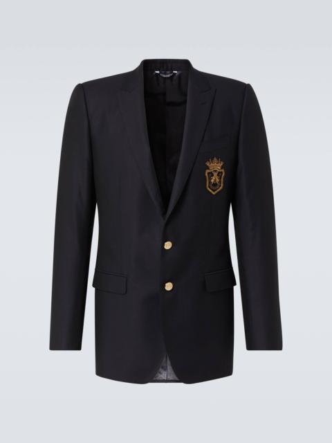 Dolce & Gabbana Patch-appliqué wool and silk blazer