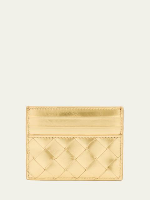 Bottega Veneta Intrecciato Metallic Leather Card Case