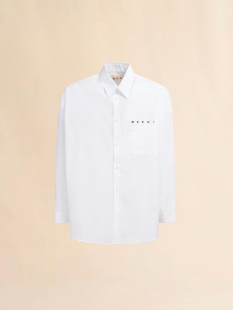 Marni WHITE ORGANIC POPLIN SHIRT WITH PEEPING MARNI LOGO