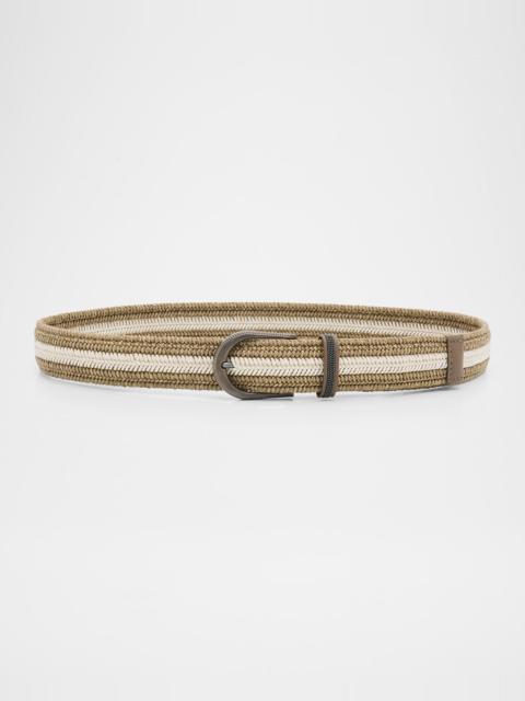 Brunello Cucinelli Braided Belt with Monili Trim
