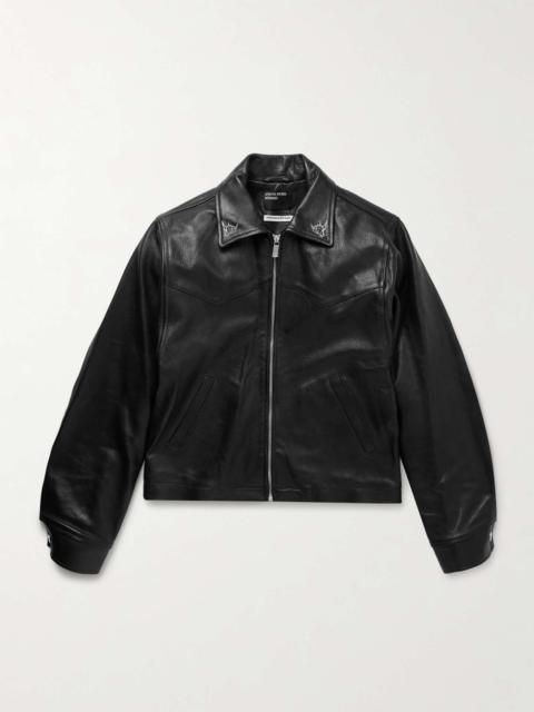 Principe De L'Amour Embroidered Leather Jacket