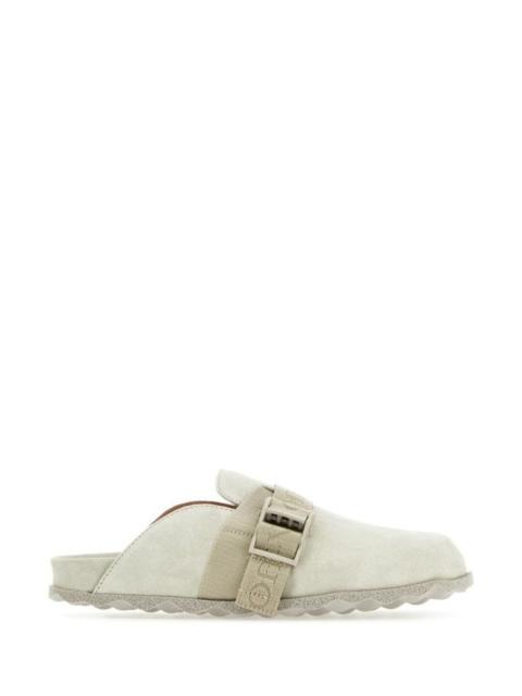 OFF WHITE Light Grey Suede Slippers