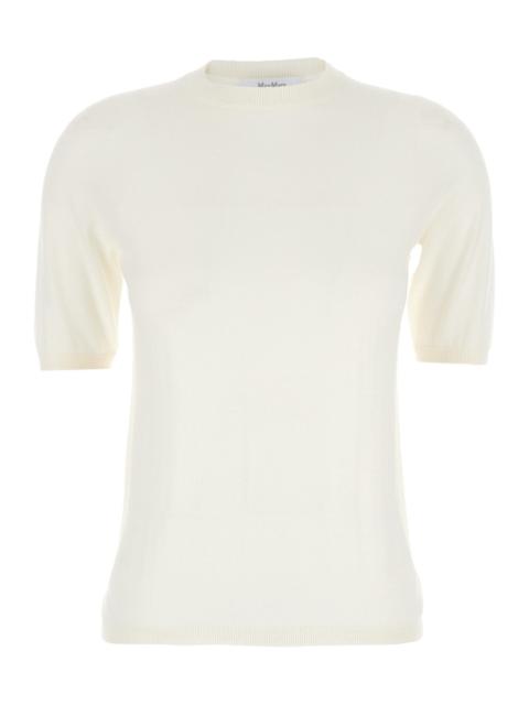 Max Mara Max Mara Women 'Gerico' White Crewneck Sweater With Short Sleeves In Wool Woman