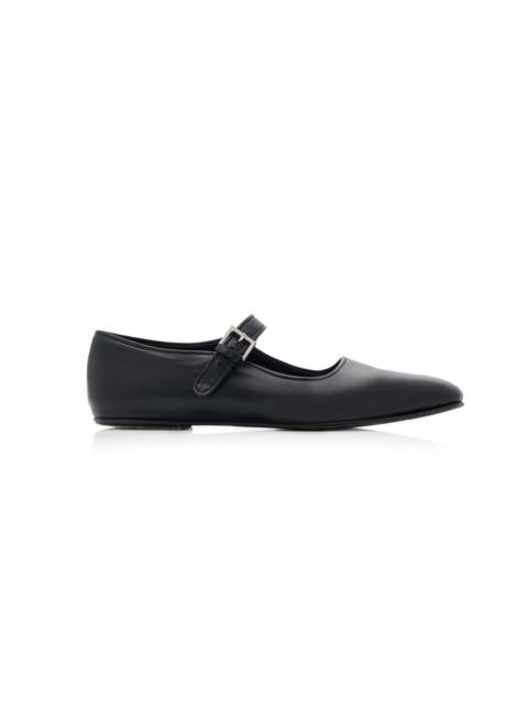 The Row Ava Leather Flats black