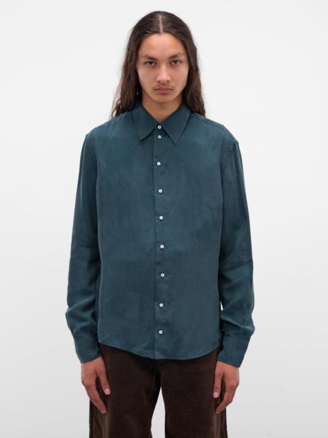 Omar Afridi Blue Cupro-Viscose Button-Up Shirt