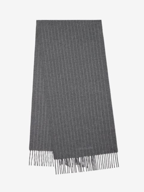 CORNELIANI Pinstripe Grey wool and cashmere scarf