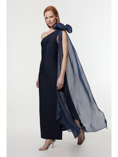 KAREN MILLEN Bandage Figure Form Knit Woven Cape Detail Maxi Dress