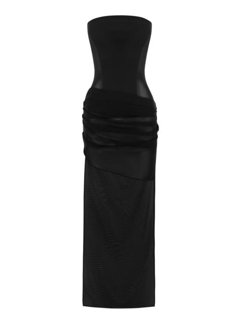 ALEX PERRY Strapless Power Mesh Mini Dress black
