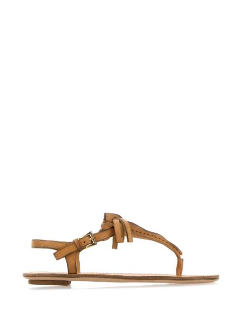 Prada Prada Women Camel Leather Thong Sandals